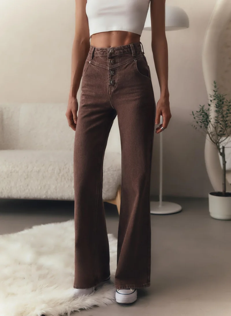 Lichi High-waisted jeans with metal fastening